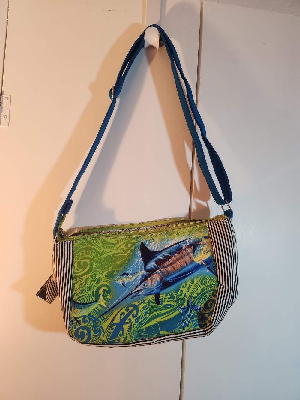 Guy Harvey Blue and Green Marlin Crossbody Bag